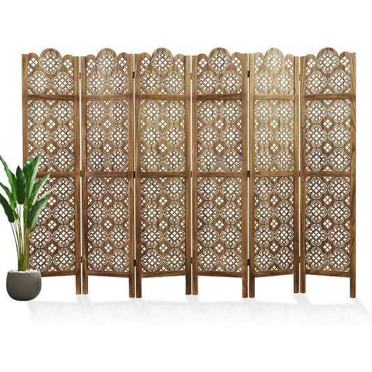 Folding Room Divider Wood Carved Privacy Screens - Ideal Decorative Partition for Home, Office, Restaurant, Bedroom