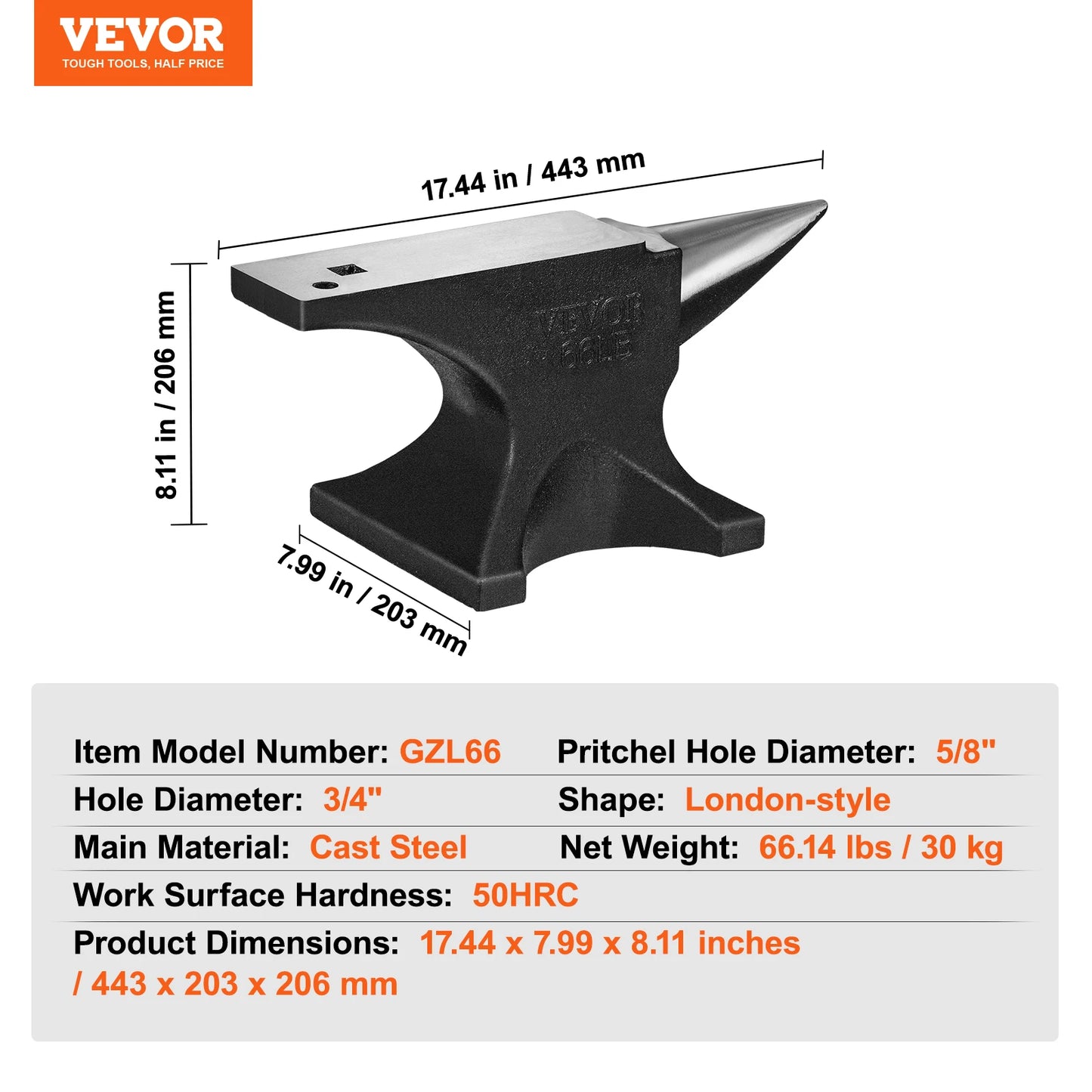 SucceBuy Single Horn Anvil Cast Steel Anvil High Hardness Rugged Round Horn Anvil Blacksmith Compact Design and Stable Base