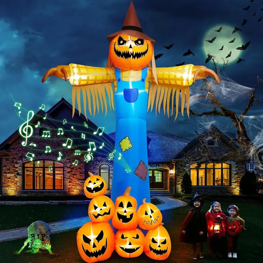 12.5FT Giant Pumpkin Head Halloween Inflatable with Built-in LED Lights and Sound Blow Up Halloween Yard Decorations Lawn Party