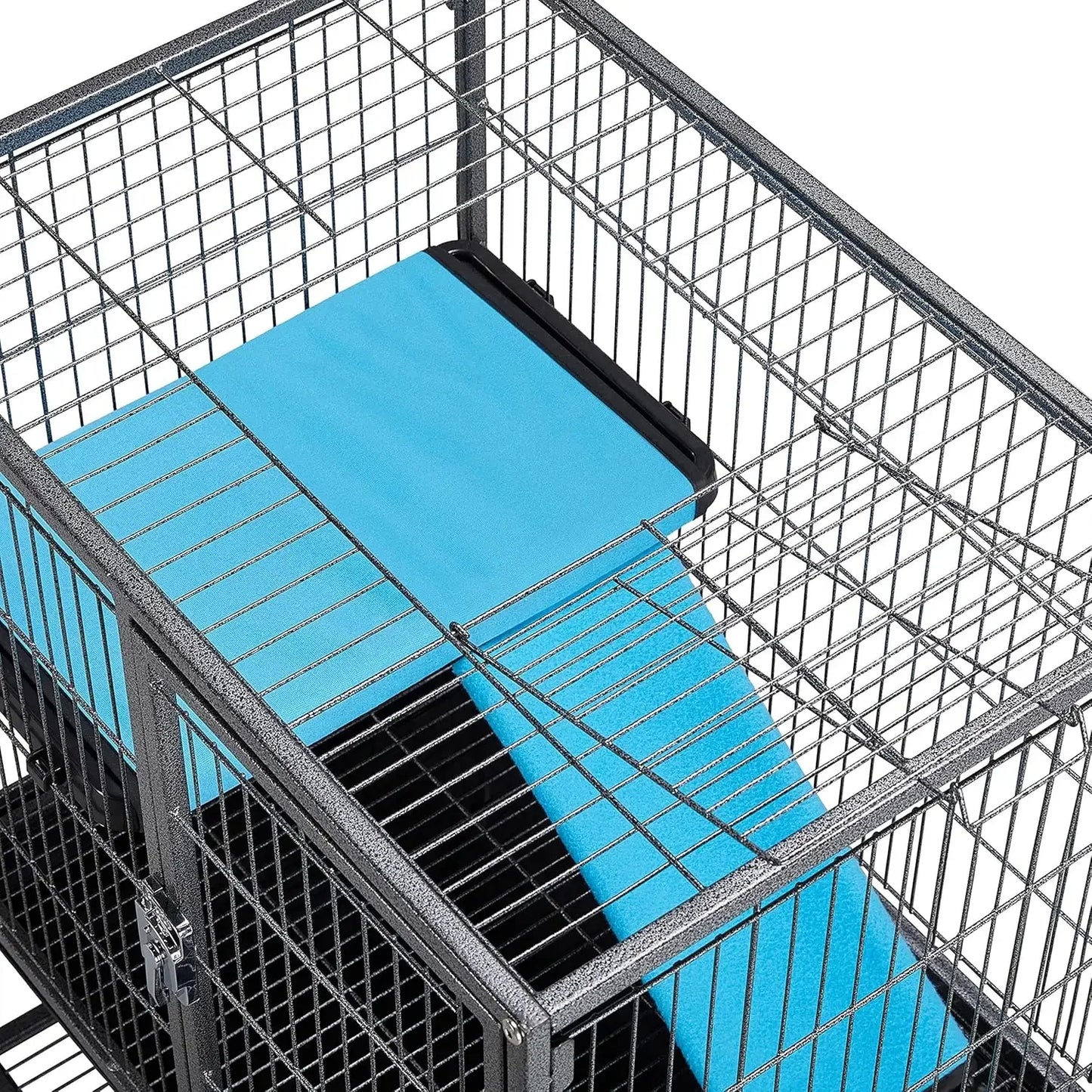 Metal 34'' Ferret Cage Critter Nation Cage Indoor for Adult Rats/Rabbits/Ferrets/Chinchillas 2-Tiers Small Tray＆Shelf, Black