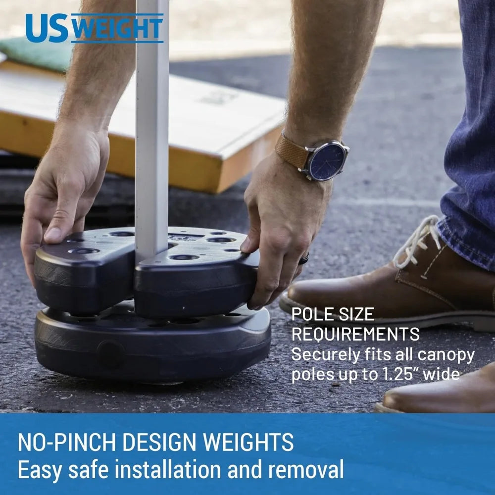 40lb 4-Pc Canopy Weights w/ Strap, Pinch-Free Setup for Tents, Canopies, Umbrellas