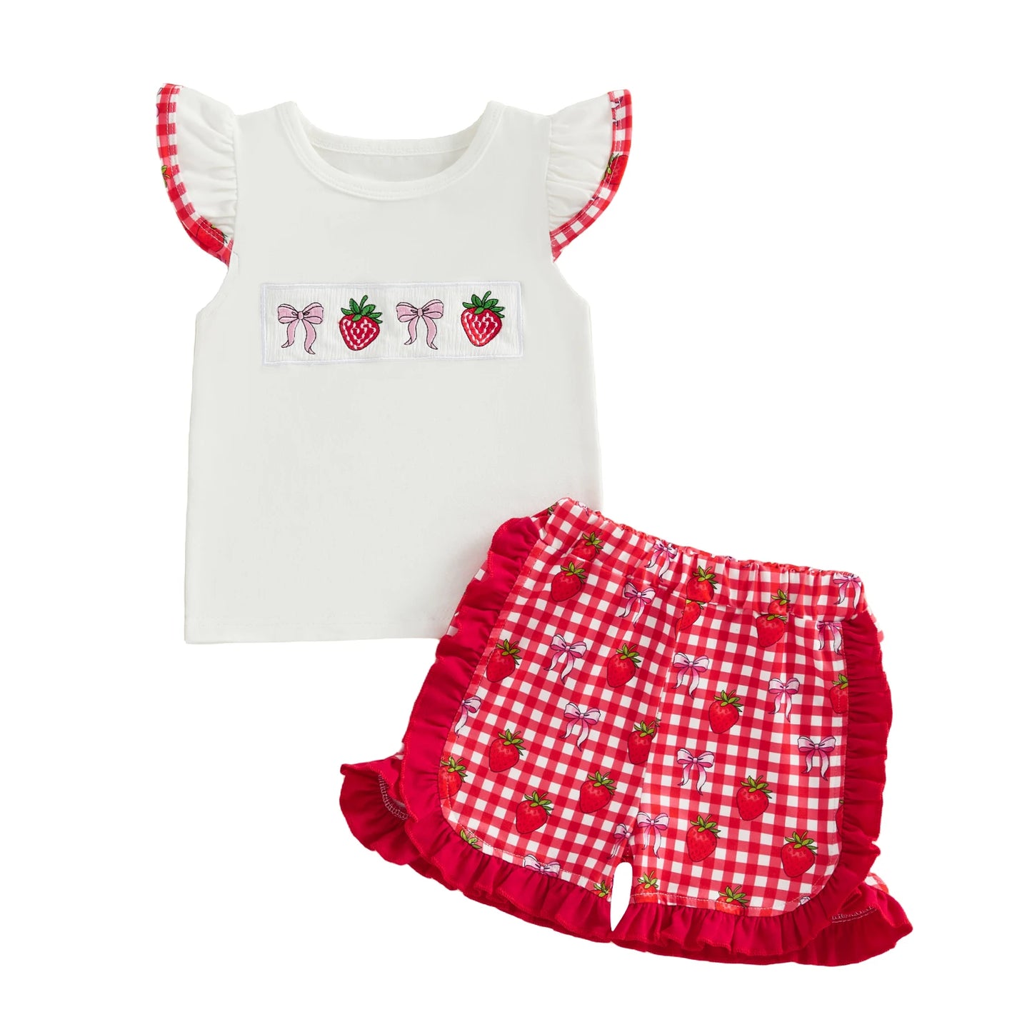 Adorable Baby Girls Floral Print Ruffle Sleeve Tunic Top and Denim Shorts Set for Summer Beach Outings