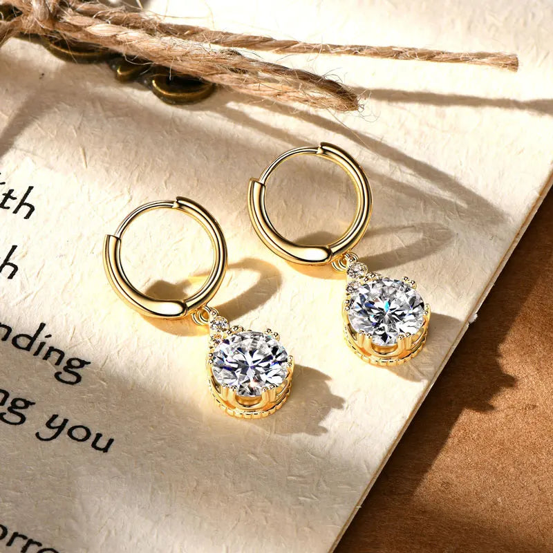 OXTAO Moissanite Big Dangle Hoop Earring 6.5mm/8mm D Color VVS1 for Women 925 Sterling Silver Huggie Earring Luxury Jewelry Gift
