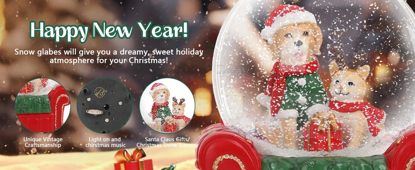 2025 Red Theme Christmas Decor With Snow Globe & Music - Perfect For Home Ambiance And Gifting