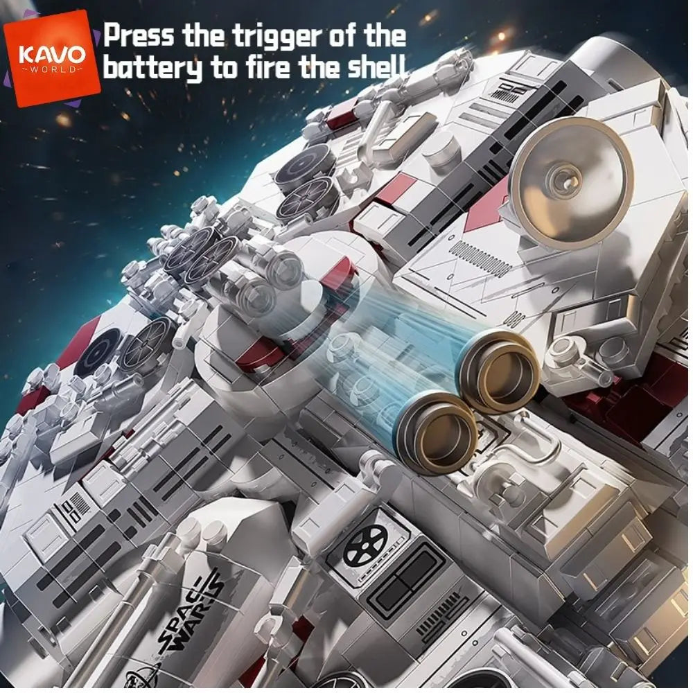 KAVOWORLD 1361PCS Galaxy Interstellar Cruiser Building Blocks Set with LED Light DIY Collectible Model Kit for Fans Holiday Gift