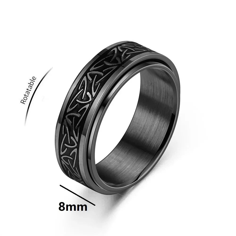 Viking Celtic Knot Rune Rings For Men Rotating Stainless Steel Anti Stress Anxiety Spinning Ring