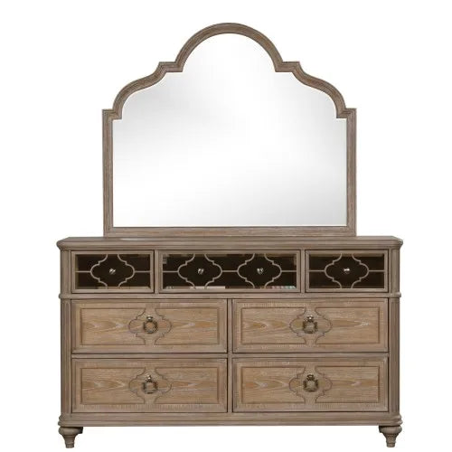 Rustic Oak Dresser With Solid Wood Dovetail Drawers And Mirror Panel
