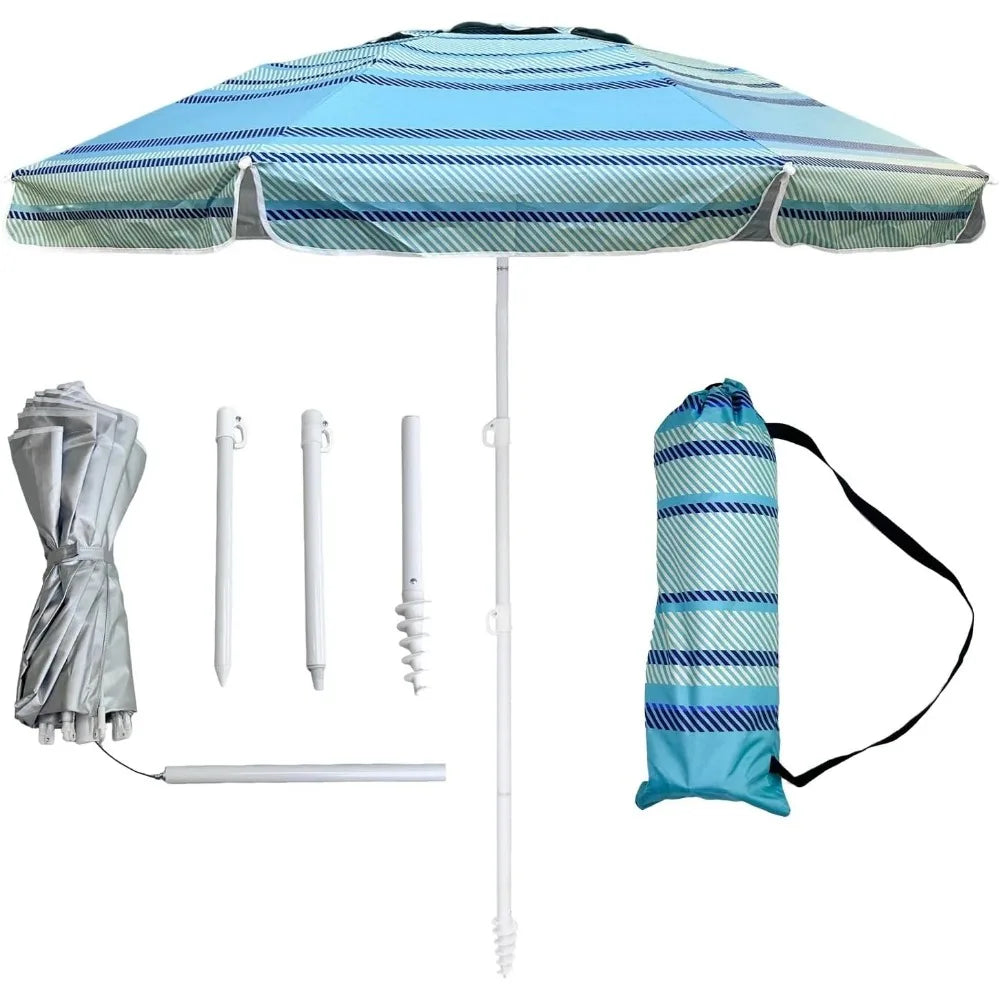6ft Wind Resistant UV50 Beach Umbrella with Sand Anchor Carry Bag Portable Sun Shade for Outdoor Patio Pool Garden