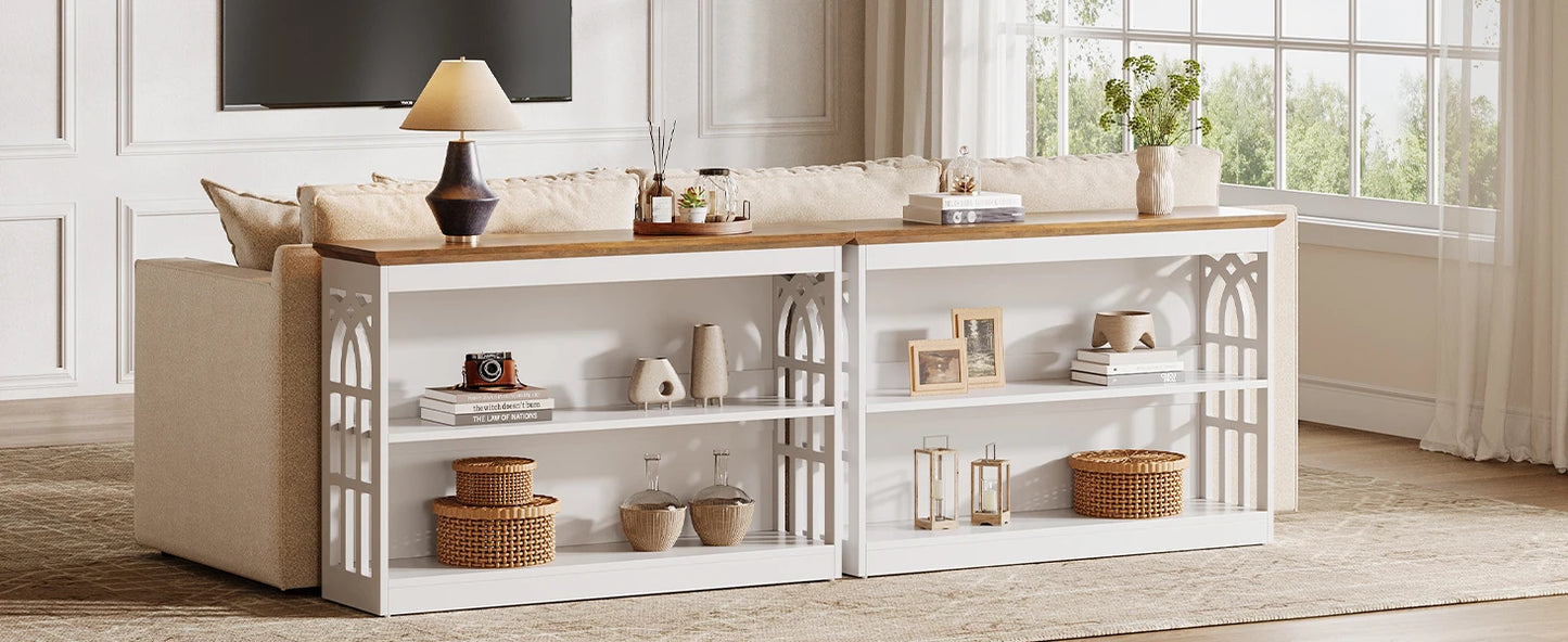 Tribesigns Modern Console Table for Entryway, 41.34-Inch White Sofa Table Behind The Couch with 3-Tier Storage, Narrow Hallway Furniture for Living Room