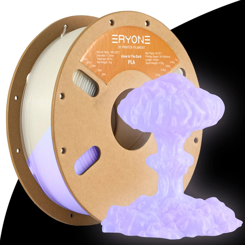 Eryone 1KG Glow in the dark PLA Premium Filament 3D Print, Multicolor Available,1kg pla filament glow in the dark,1KG/Spool