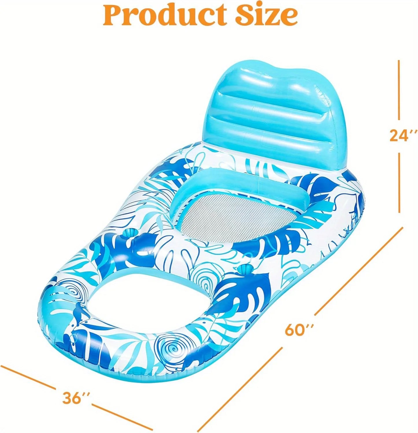 JOYFY Inflatable Adult Pool Floats Lounger Floaties Water Floating Recliner Chair Swimming Floaty for Adult Summer Water Party