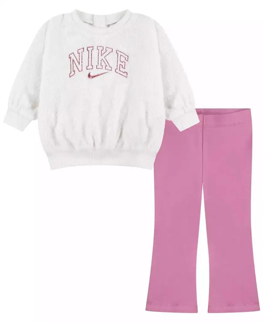 Nike | Baby Girls Swoosh Print Crew Sweatshirt and Leggings, 2-Piece Set