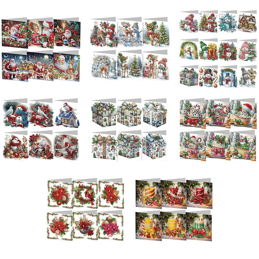 6/12pc DIY Diamond Painting Kits Greeting Card New 2024 Christmas Festival Card Diamond Daily Wish Card Gifts for Family Friends