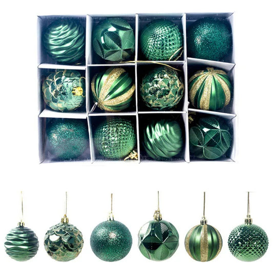12pcs 6cm Assorted Christmas Ball Pendant Ball Ornament Set Seasonal Holiday Wedding Holiday Party Festival Decorations