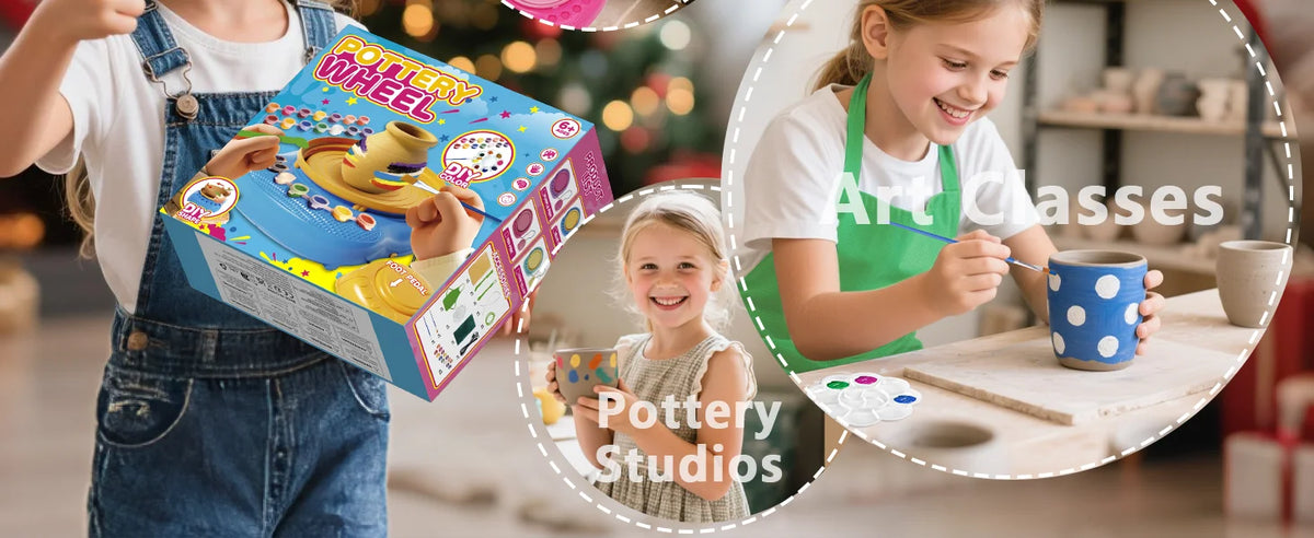 Hotfree Pottery Wheel for Kids with Clay Kit - Arts and Crafts for Kids Ages 6-8 8-12, Complete Pottery Kit with Air Dry Clay and Painting Tools, Easter Christmas Birthday Gift for Boys Girls