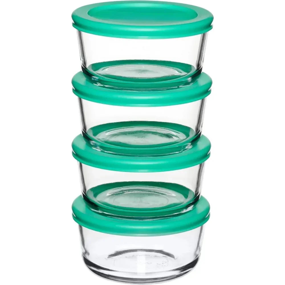 2 cups glass storage containers with LIDS, set of 4 glass food storage containers with mint comfort LIDS
