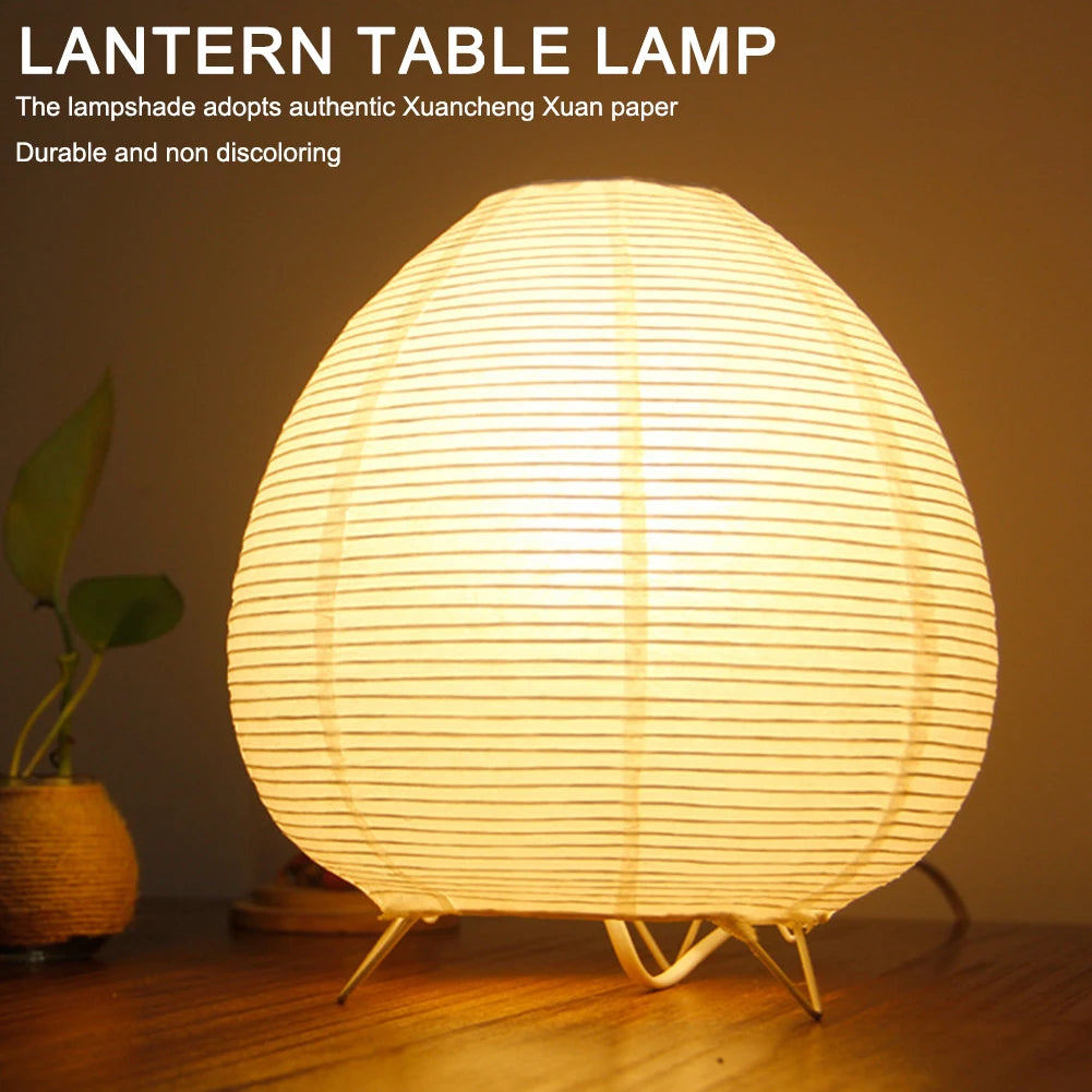 Bedside Study Table Lamp Rice Paper Desktop Decorative Lantern Light Handmade Simple LED Lighting Lamp for Living Room Bedroom