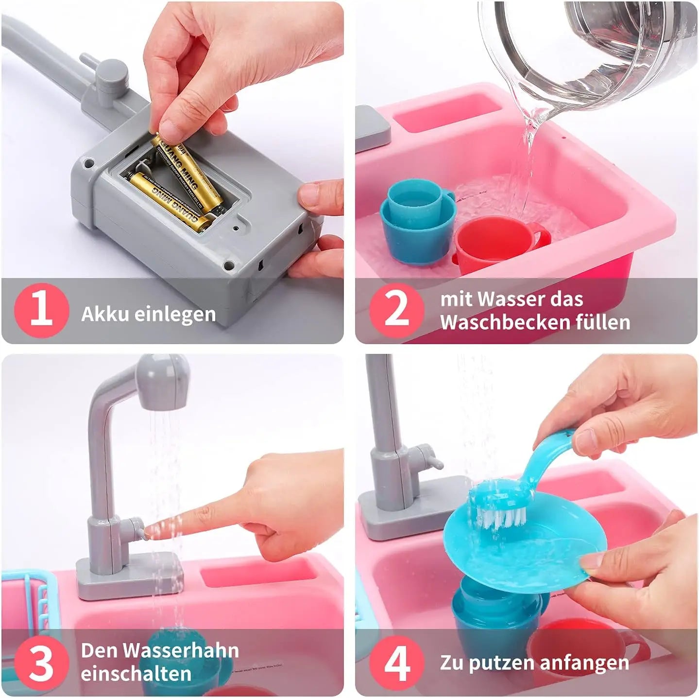 Cute Stone Sink Toy ， Upgraded Faucet, Kitchen Playset, Pool Floats, Kids Dishwasher Roleplay.