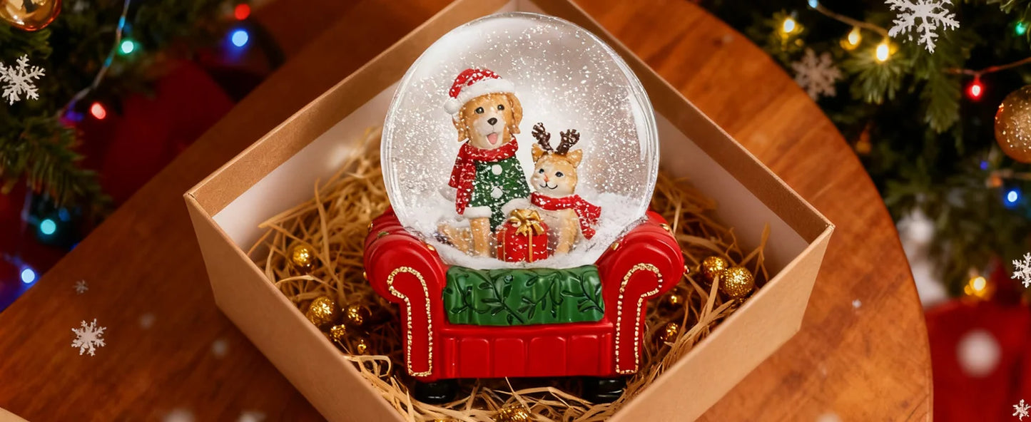 2025 Red Theme Christmas Decor With Snow Globe & Music - Perfect For Home Ambiance And Gifting