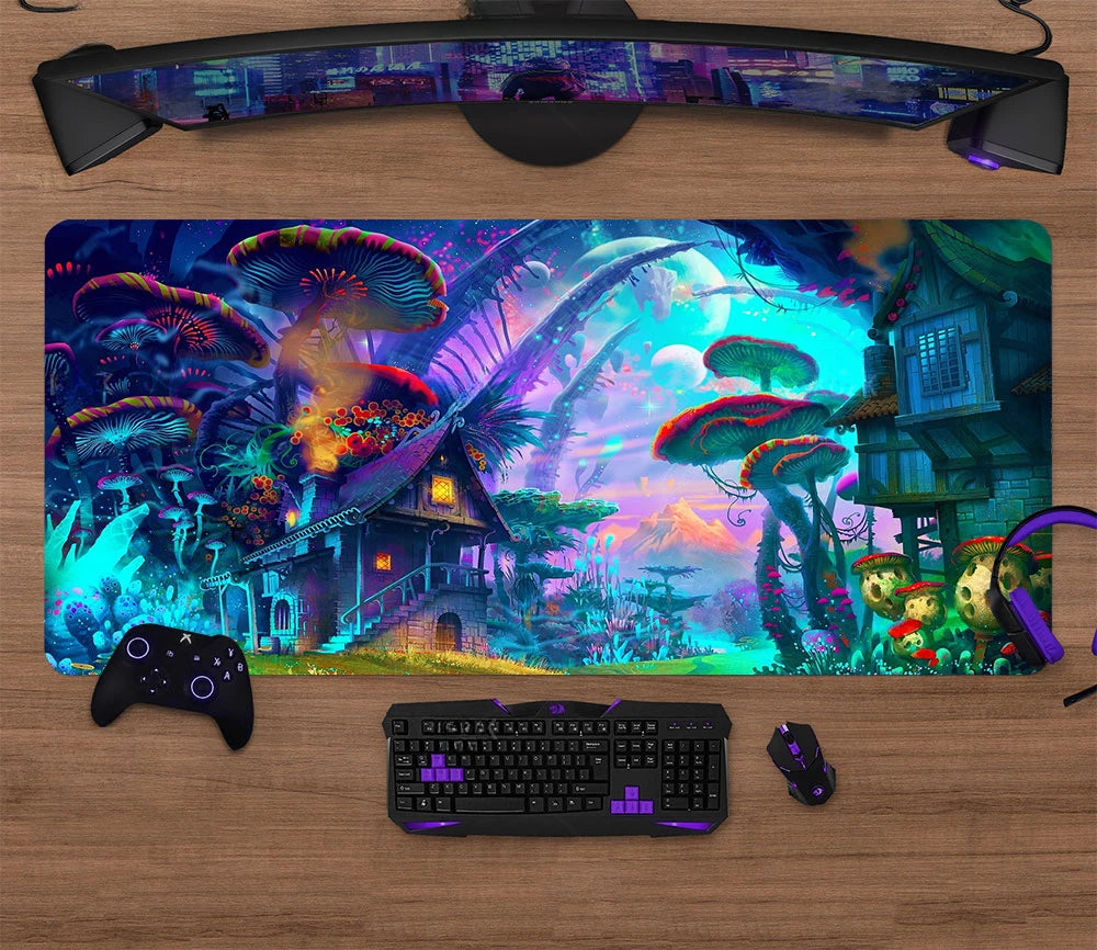 Gothic Wonders Desk Mat, 800X300 Cat City Mouse Pad, Big Gaming mouse pad xl, Cute Track Pad, Aesthetic Desk Pad, XL Deskmat