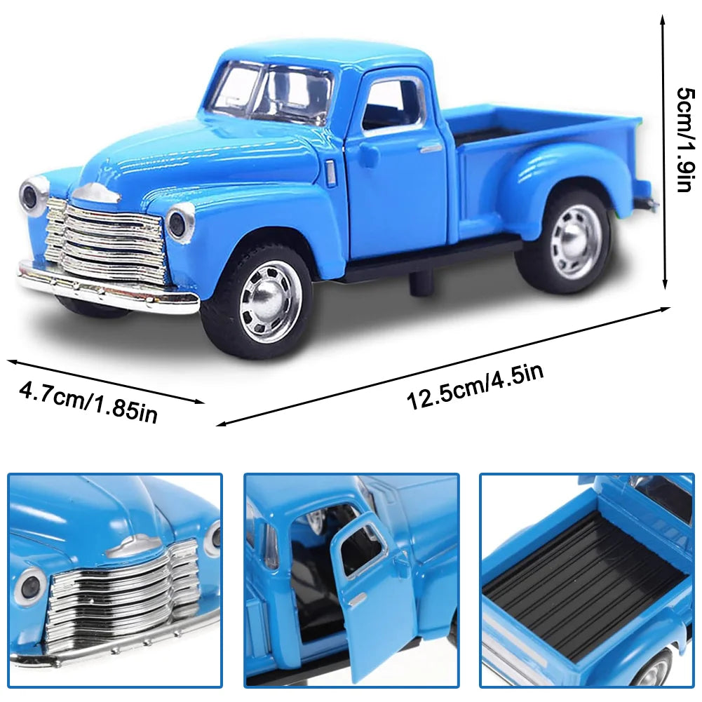 Little Blue Truck Toy for Kids Ages 2 3 4 5 6 7 8 Year Old Boys Girls,1:32 Alloy Kids Car Toy Driveable,Car Door Can Open (Blue)
