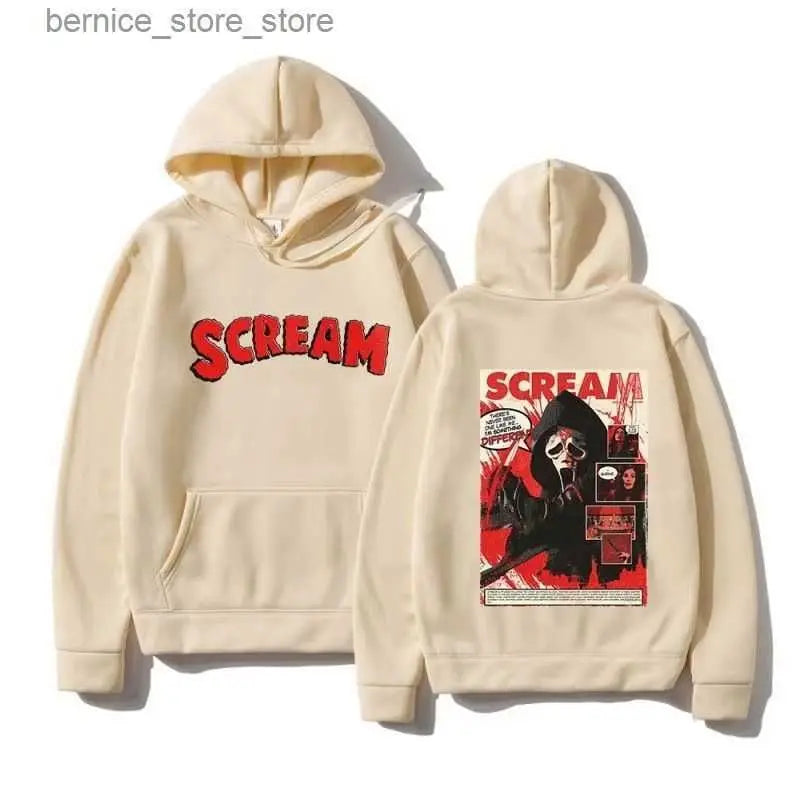 2025 Autumn and Winter New Couple Hip Hop Classic Simple Ghostface Hoodie Harajuku Street Fashion Warm Sweatshirt