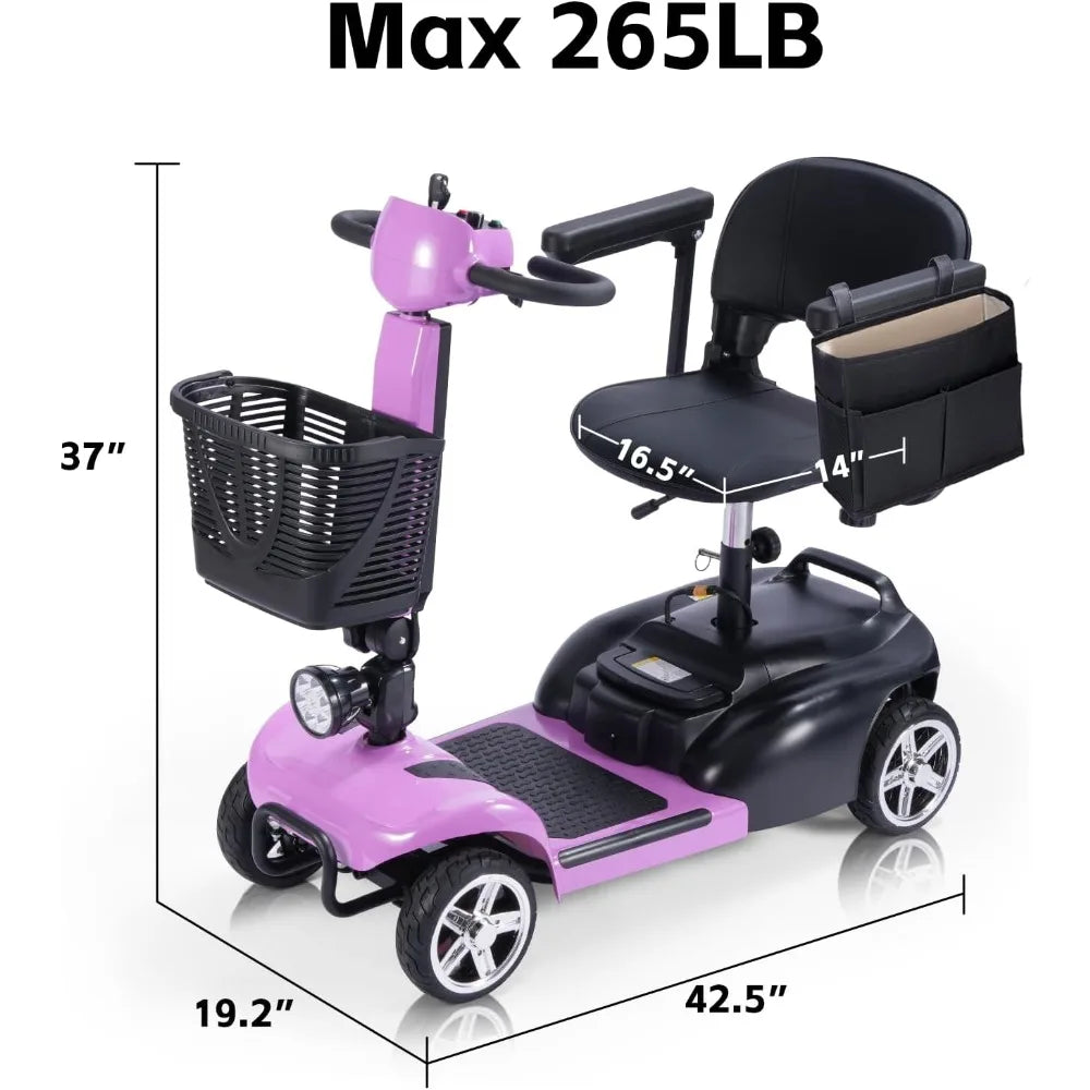 4 Wheel Mobility Scooter, Electric Scooter with Seat, Light weight Mobility Scooter