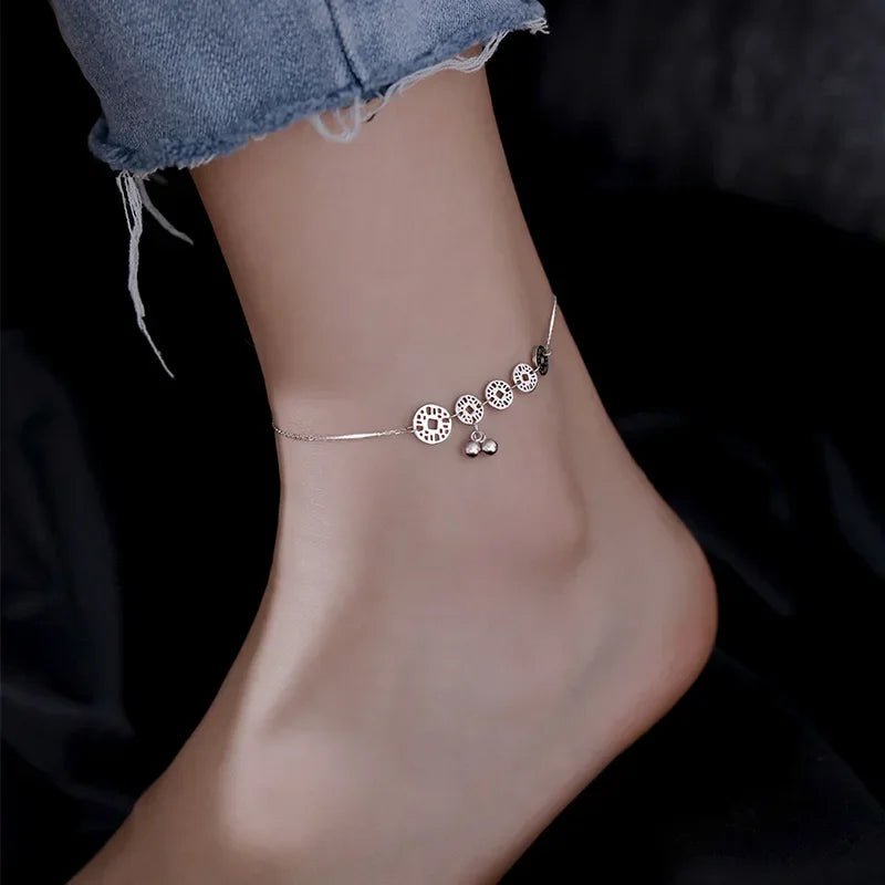 925 Sterling Silver Anklet Dazzling Chain Clear CZ Geometric Elegant For Woman Girl Fashion Jewelry Gift Dropship Wholesale