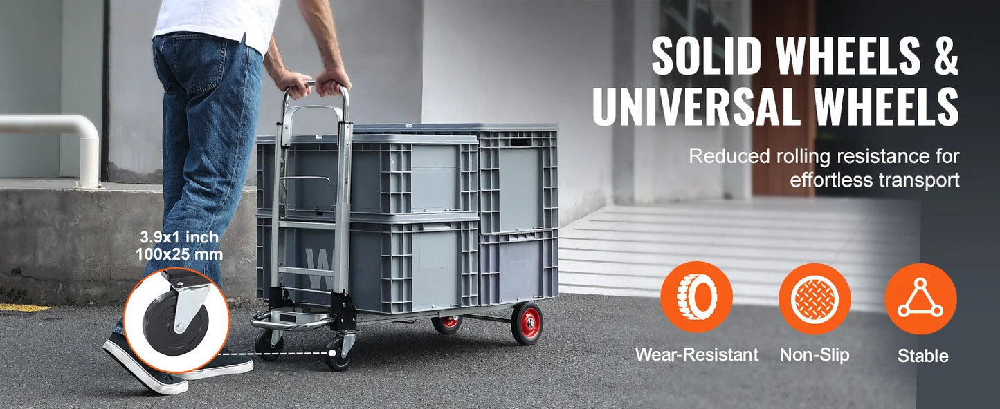 SucceBuy 400lbs Folding Hand Truck Lightweight Dolly with Wheels Foldable Luggage Utility Cart for Transport Moving in Warehouse
