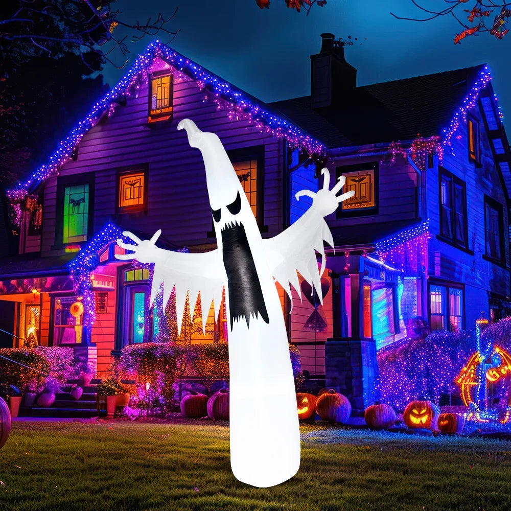 12 FT Scary Ghost Halloween Inflatables Outdoor Decorations  Halloween Decor, Inflatable Ghost Blow Ups for Yard with LEDs for Outside Yard Decorations