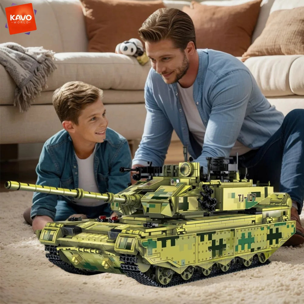 KAVOWORLD 2042pcs Simulated Main Battle Tank Building Block Military Army Car Truck Bricks Toy City Construction Bricks Kidd Gif