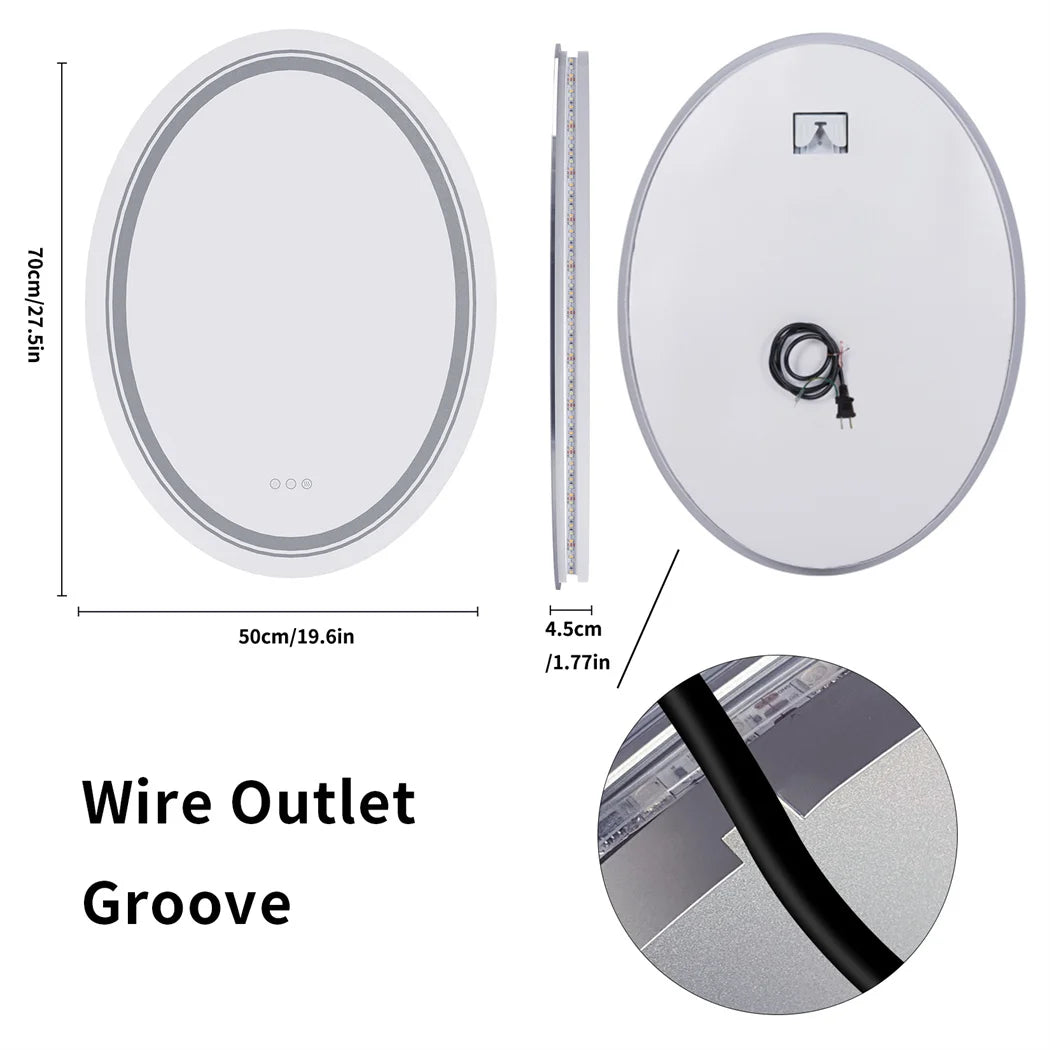 LUVODI Oval LED Bathroom Mirror With Anti Fog Touch Sensor And 3 Colors