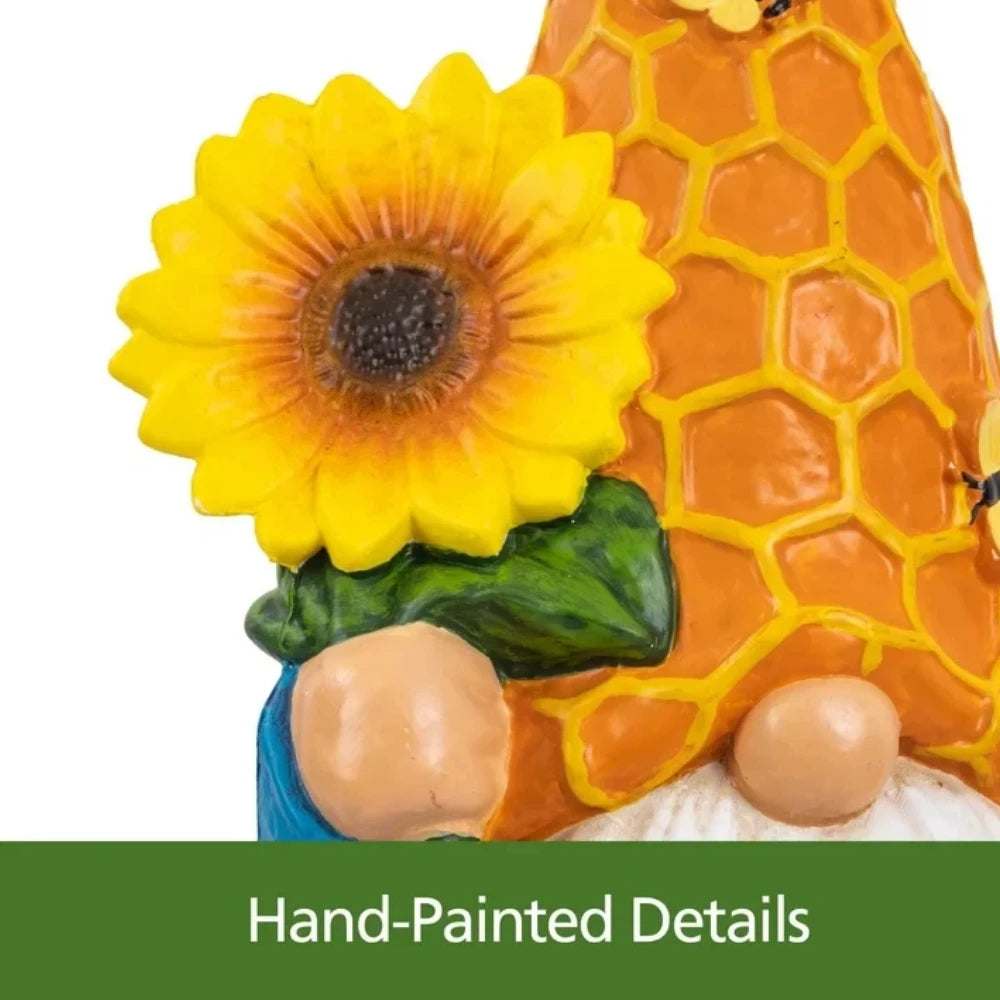 Resin Outdoor Garden Gnome Statue Adorned With Vivid Sunflower Decoration Waterproof Weatherproof Hand Painted Cute Dwarf Figurine Ornament Ideal For Yard Lawn Patio Flower Bed Indoor Desktop Home Spring Holiday Landscape Dec