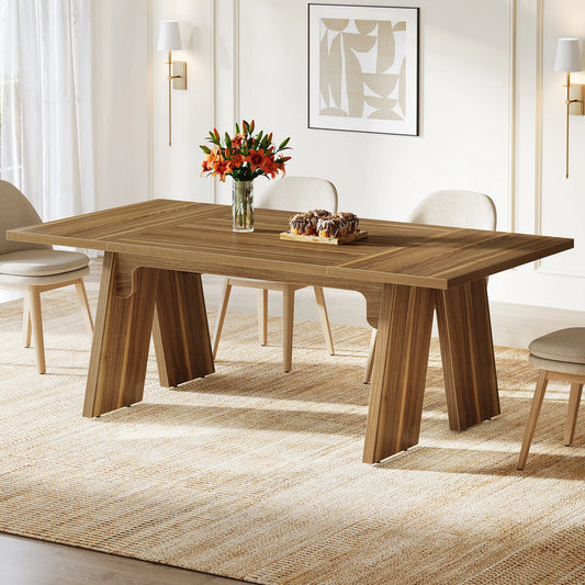 Tribesigns 71" Large Dining Table for 6 People, Farmhouse Dinner Table, Rectangular Dining Table with Solid Wood Legs