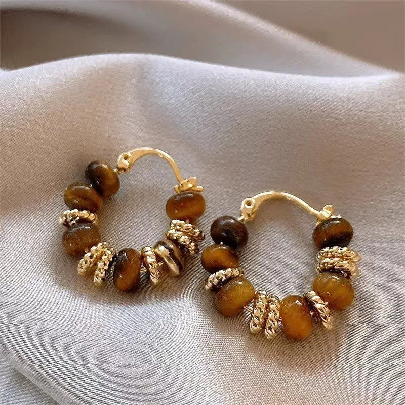 Vintage Brown Dripping Oil U-shaped Earring for Women Simple Hoop Earrings Temperament Personality Fashion Female Jewelry 2026