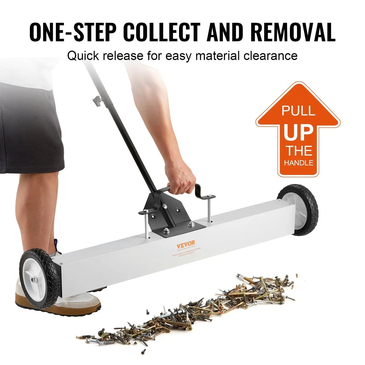 55 Lbs Rolling Magnetic Sweeper with 24 Inch Magnet and Telescoping Handle for Workshop Garage Yard Metal Debris Cleanup