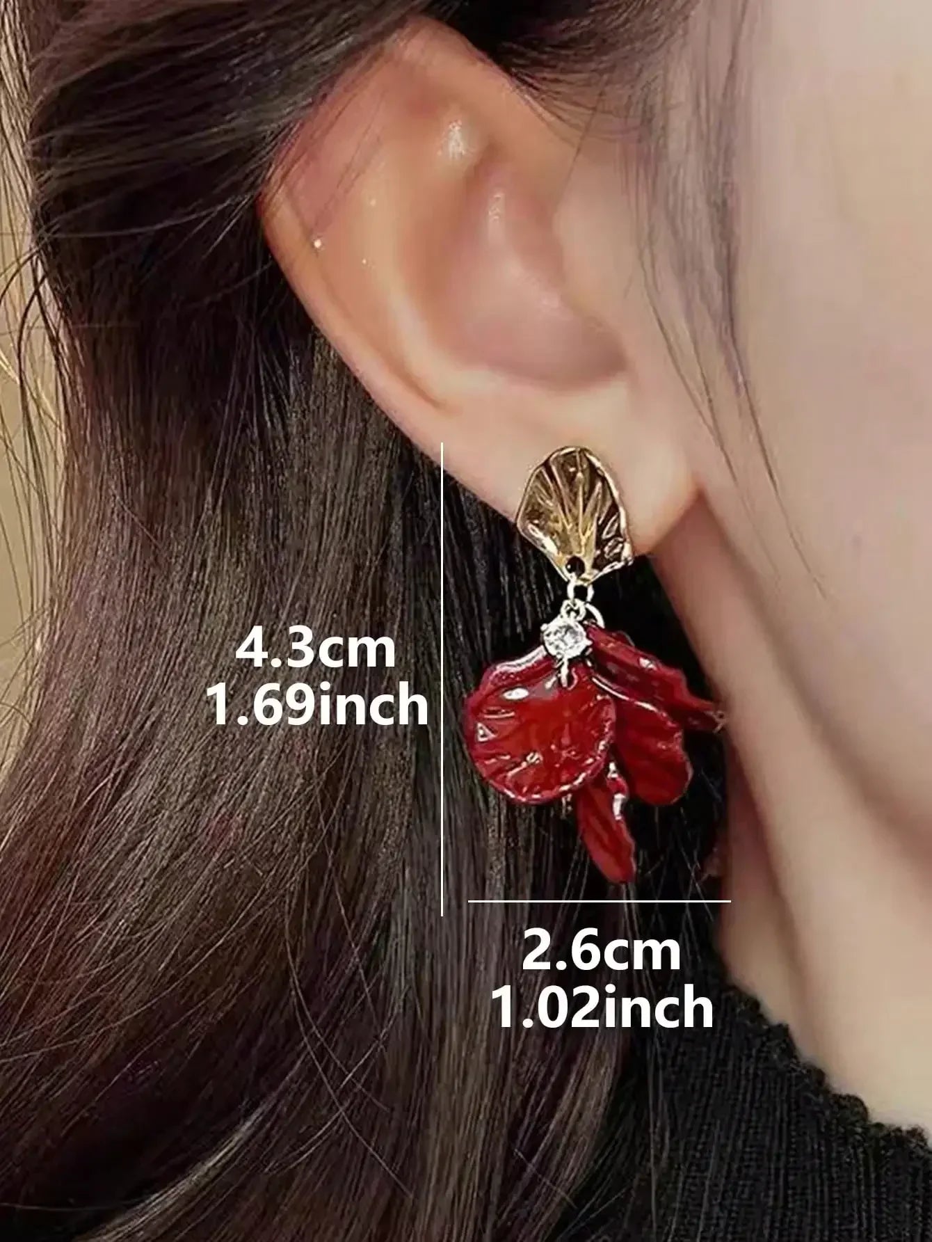 1pair Sweet High-Grade Delicate Petal & Flower Design Fashionable Daily Earrings For Elegant Women Valentines,Mom,Mother