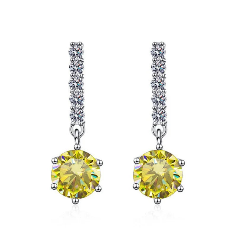 1CT*2 D VVS1 New Style Moissanite 925 Sterling Silver Dangle Earrings for Ladies Sparkling Wedding Jewelry Anniversary girl gift