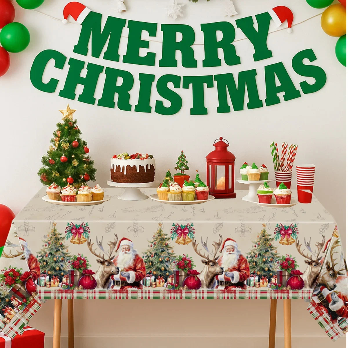 2025/2026 Christmas Snowflake Plastic Tablecloth - Merry Xmas Home Decor for Navidad, Natal & New Year Table Ornament