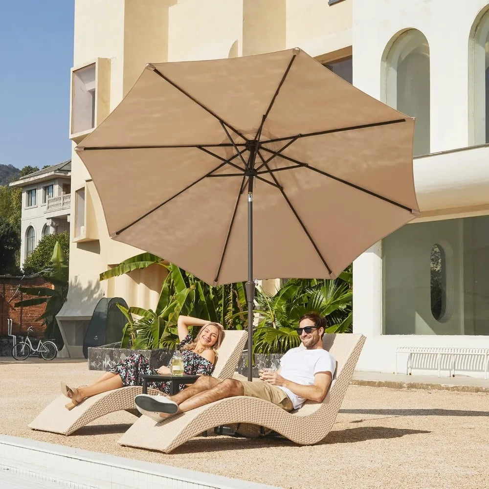 9FT Outdoor Patio Umbrella with Push Button Tilt Crank UV Protection Waterproof for Garden Deck Backyard Pool