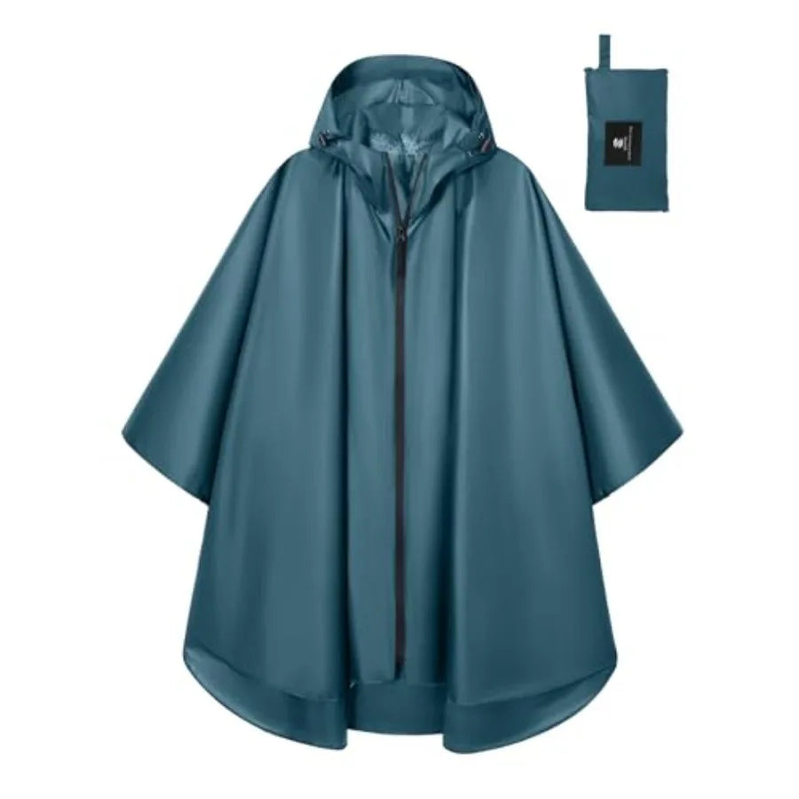 SaphiRose Lightweight Waterproof Rain Poncho for Adults with Hood Portable Rainwear for Outdoor