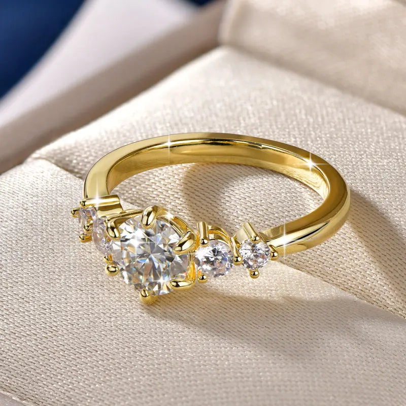 Oxtao 1 Carat Moissanite Engagement Ring 14K Gold Filled for Women