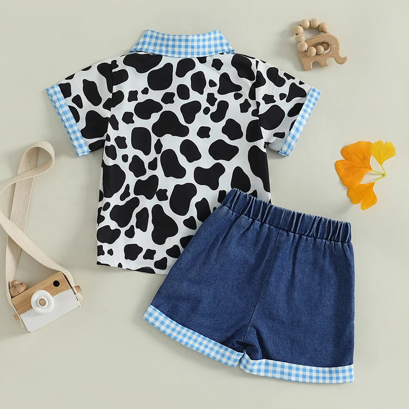 Toddler Boys Casual Outfits Dinosaur Print Short Sleeve T-Shirt and Camouflage Shorts Set for 2 Piece Clothing Set