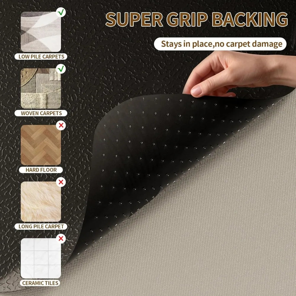 Heavy Duty Chair Mat for Low Pile Carpet with Cleats Black Plastic Floor Protector Smooth Rolling