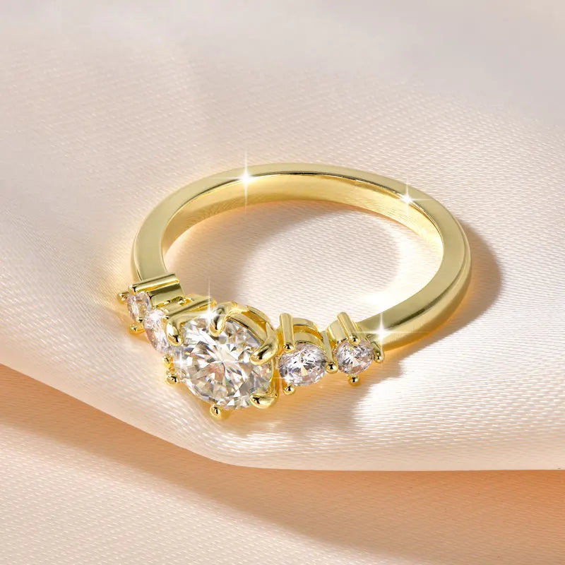 Oxtao 1 Carat Moissanite Engagement Ring 14K Gold Filled for Women