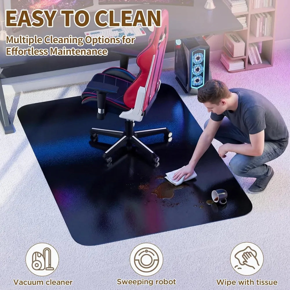 Heavy Duty Chair Mat for Low Pile Carpet with Cleats Black Plastic Floor Protector Smooth Rolling