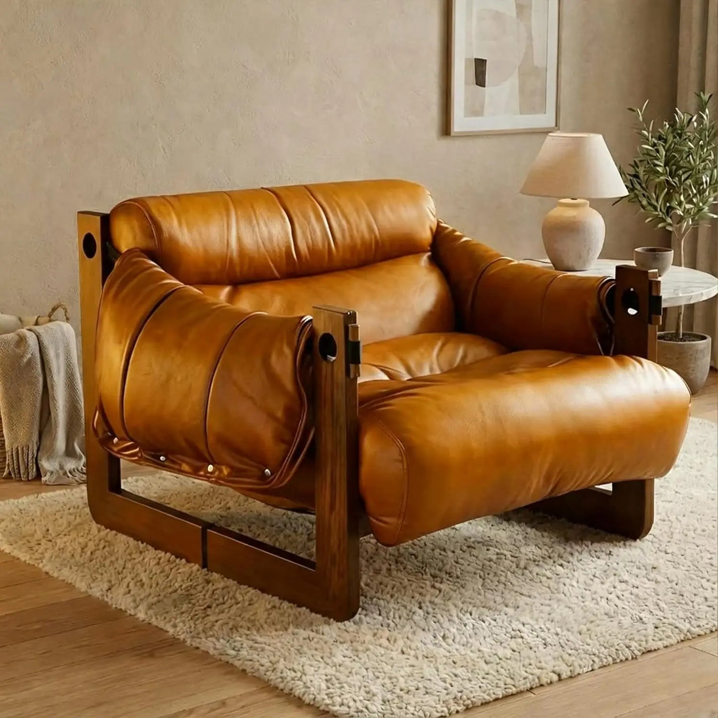 Mid Century Upholstered Accent Chair U-Shape Solid Wood Frame Reading Lounge Armchair Living Room, Customized