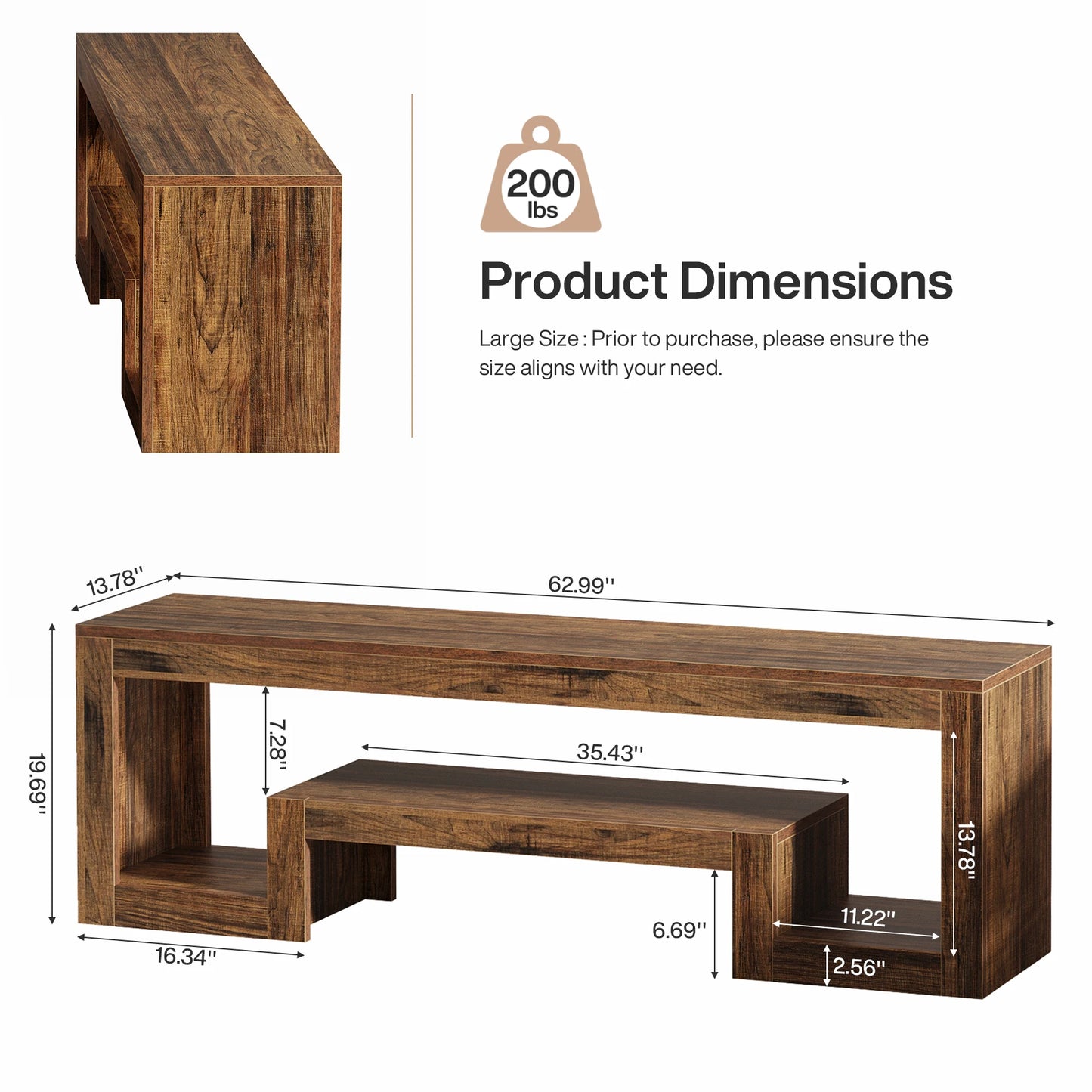 Tribesigns 63-Inch TV Stand for 55/60/65-Inch TVs, Farmhouse Entertainment Center with Open Storage Shelves, Rustic Brown Television Console for Living Room, Bedroom
