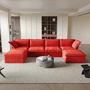 U-Shaped Couches for Living Room, Convertible Sectional Sofa, 162" Modern Deep Seat Soft Cloud Couch, Modular Sectional Sofas wi