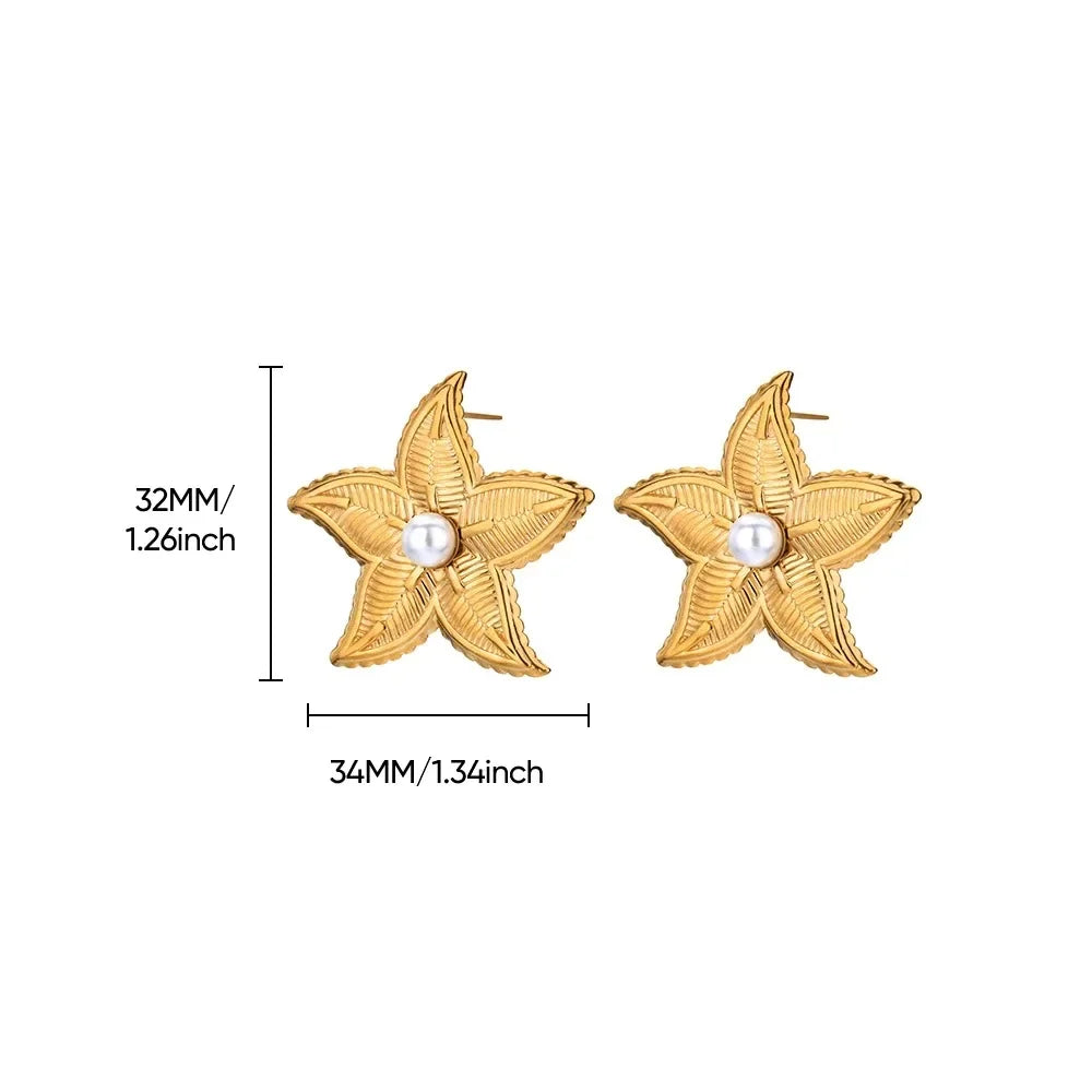 Vintage Summer Starfish Stainless Steel Stud Earrings For Women Simple Star Shell Earrings Stud Ocean Party Jewelry Gift 2025